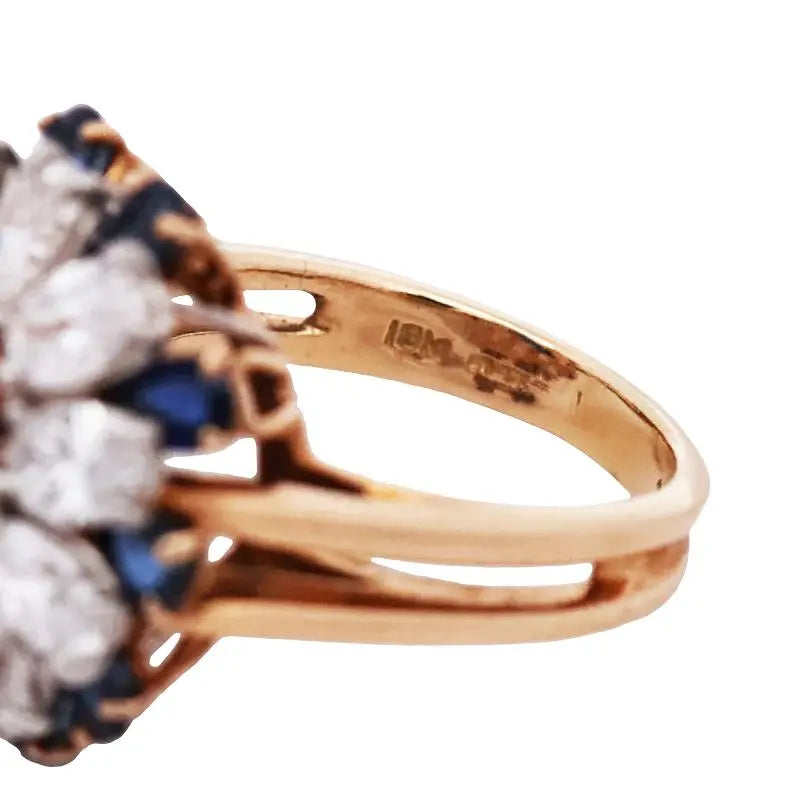 Oscar Heyman, Platinum 18K Gold Sapphire Diamond Ring, AGL
