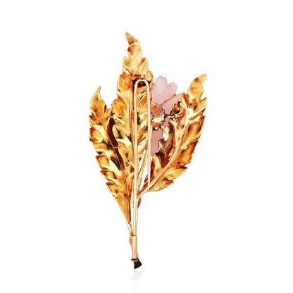 M. Buccellati, 18K Gold Rose Quartz Flower Brooch Buccellati