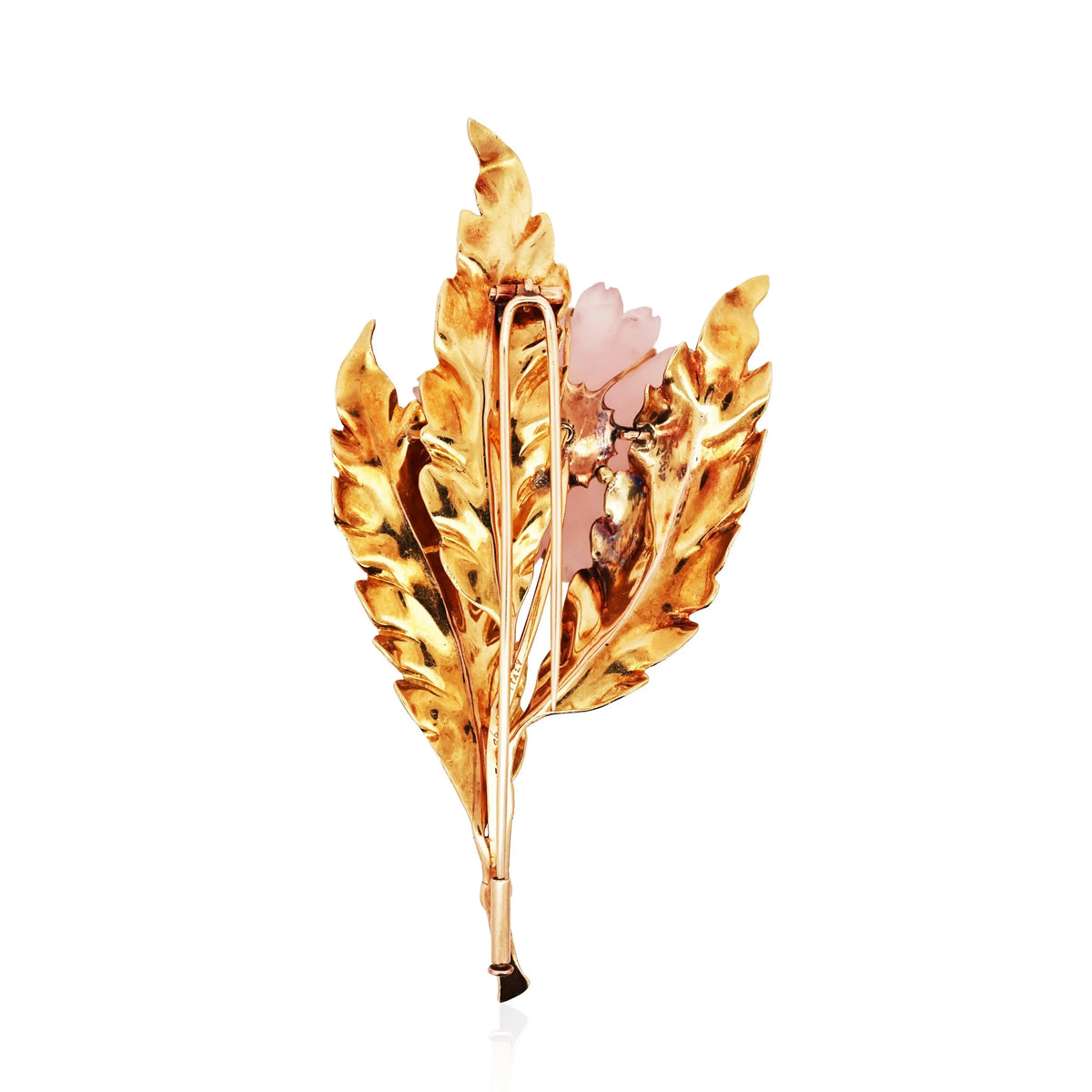 M. Buccellati, 18K Gold Rose Quartz Flower Brooch