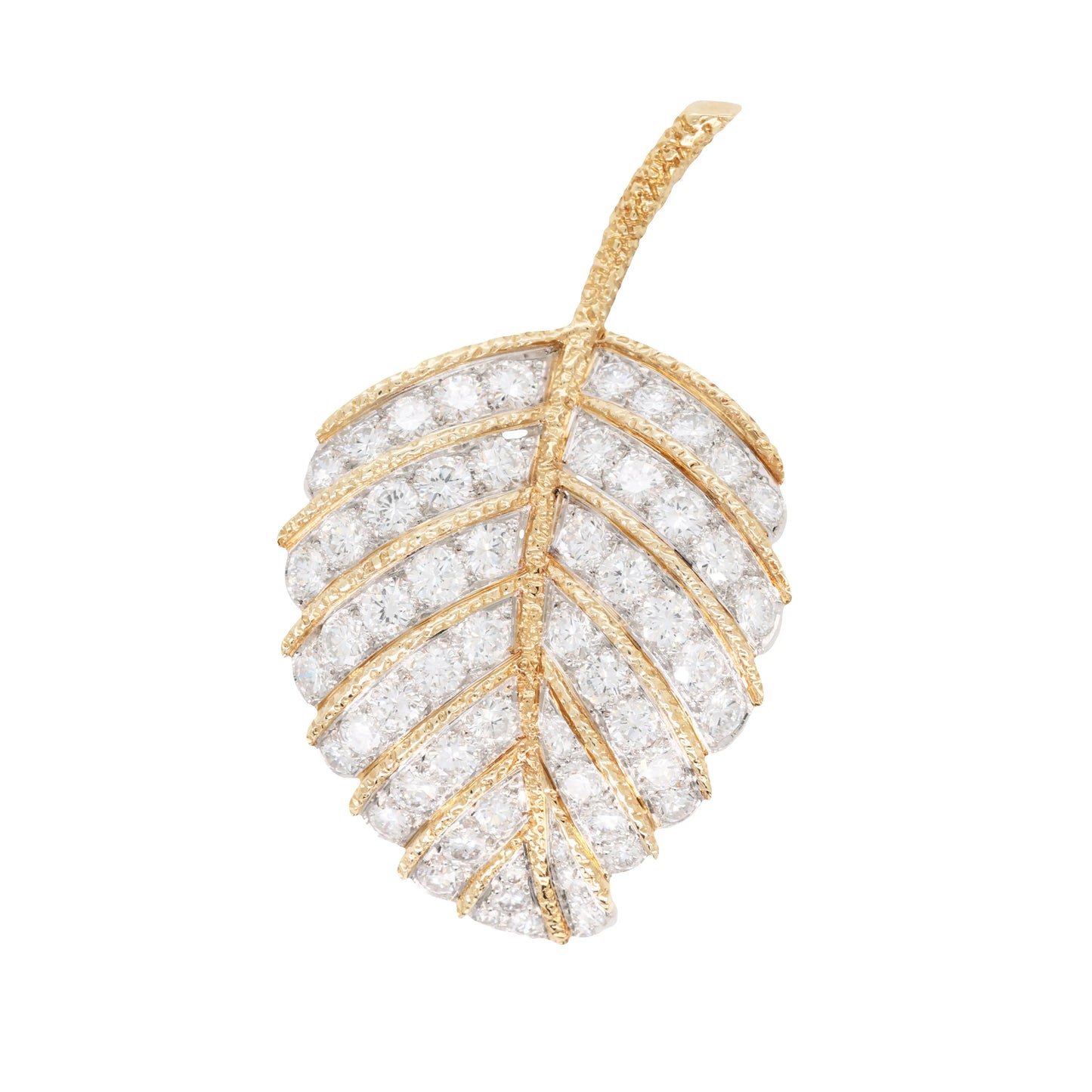 Van Cleef & Arpels, 18K Gold Diamond Leaf Brooch, IAJA VCA