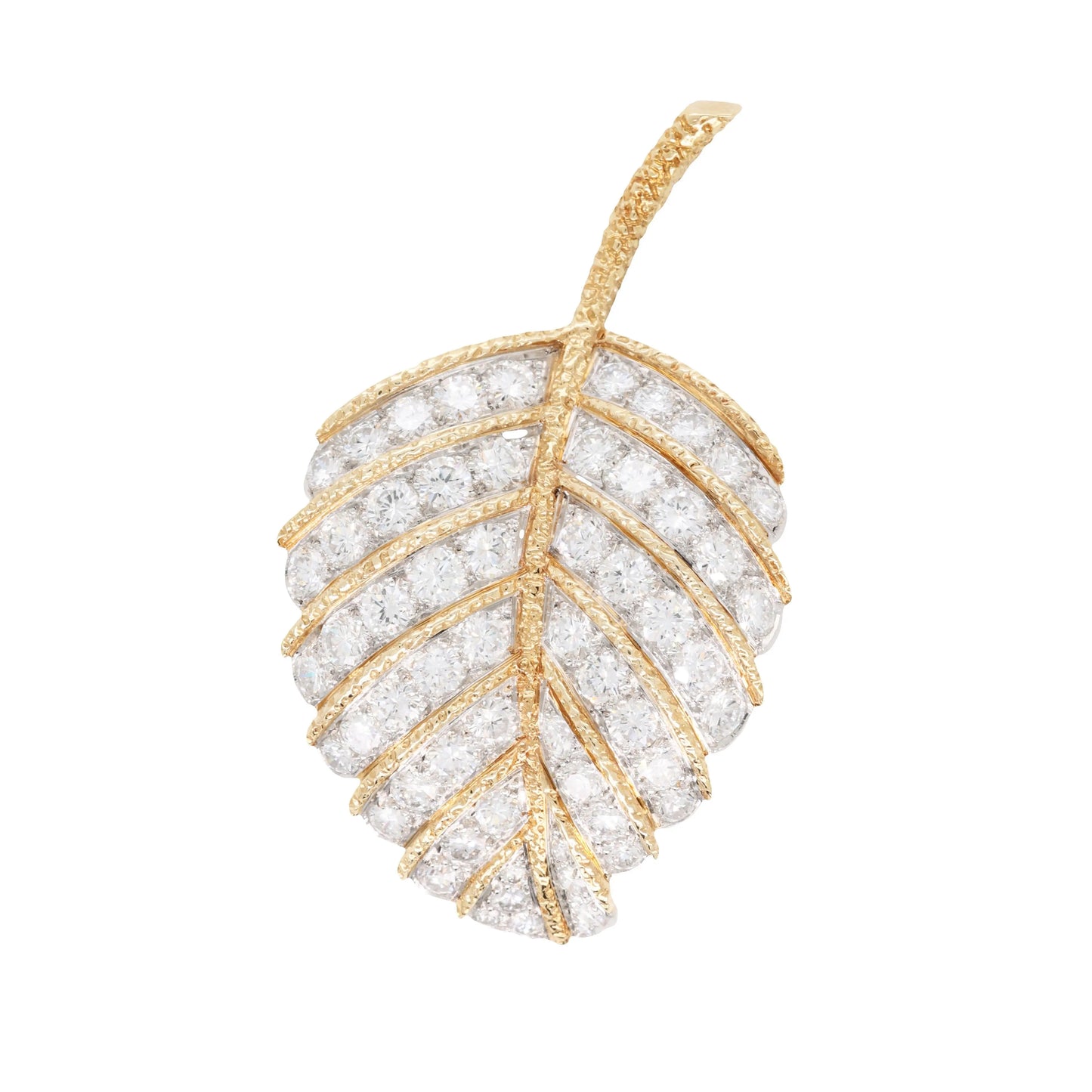 Van Cleef & Arpels, 18K Gold Diamond Leaf Brooch, IAJA