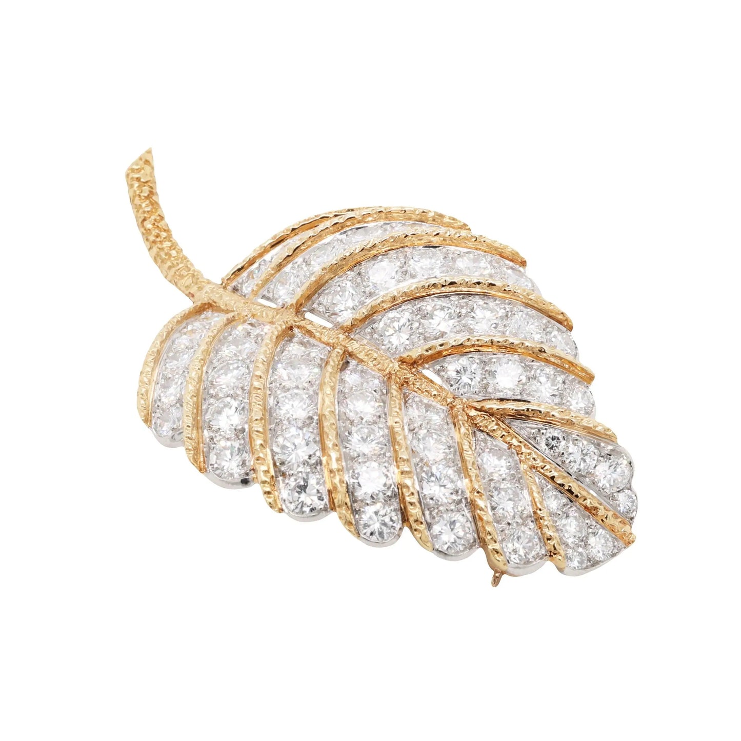 Van Cleef & Arpels, 18K Gold Diamond Leaf Brooch, IAJA