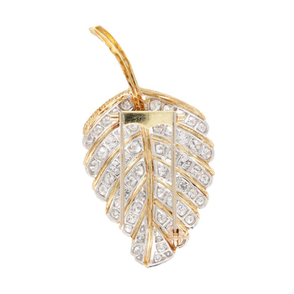 Van Cleef & Arpels, 18K Gold Diamond Leaf Brooch, IAJA