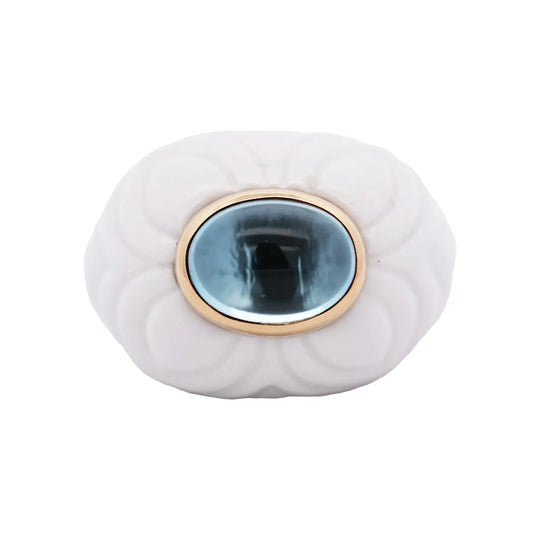 Bvlgari, 18K Gold Topaz Ceramic Ring Bvlgari