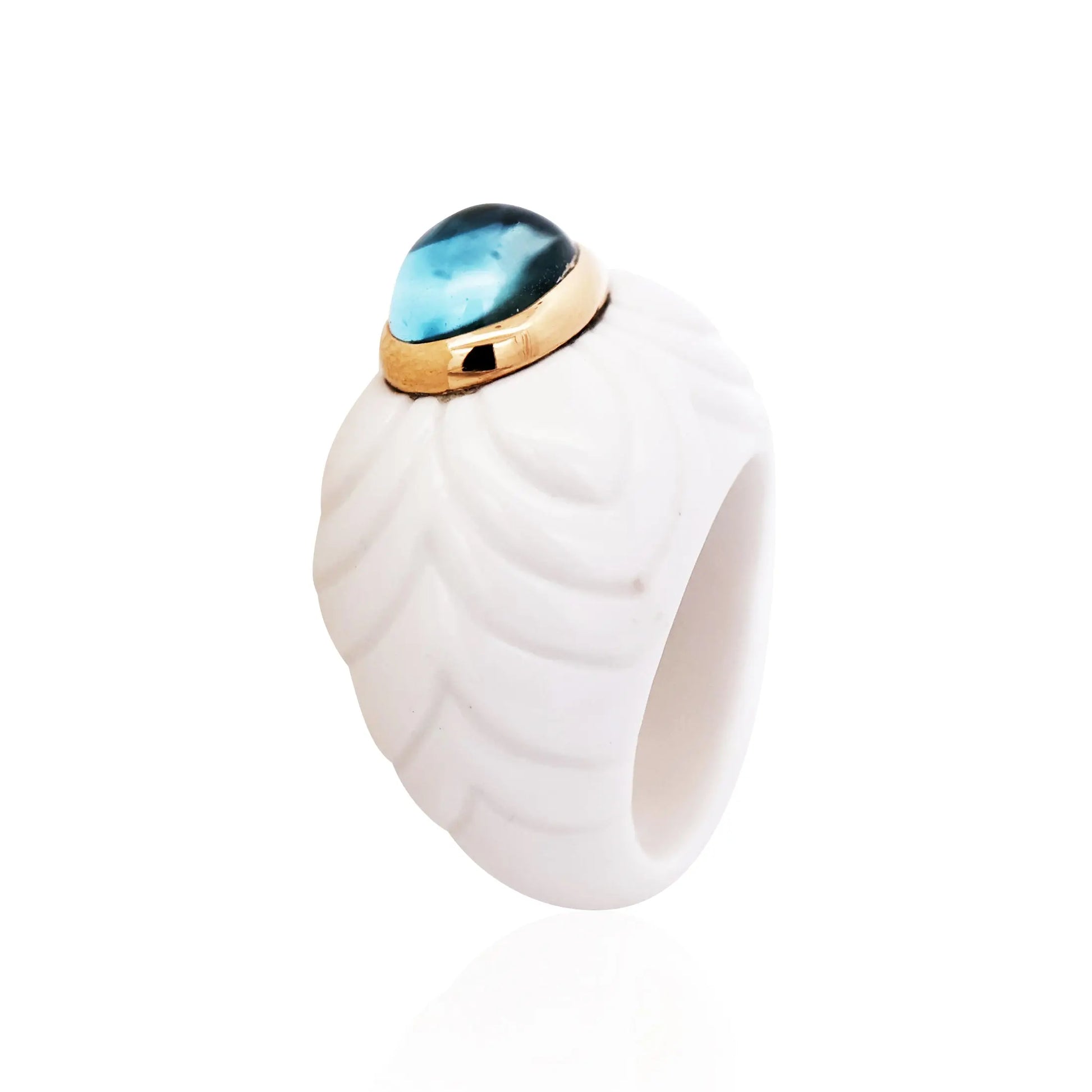 Bvlgari, 18K Gold Topaz Ceramic Ring Bvlgari