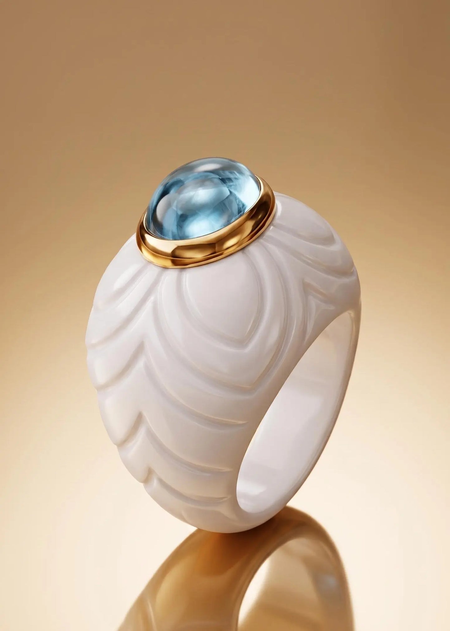 Bvlgari, 18K Gold Topaz Ceramic Ring