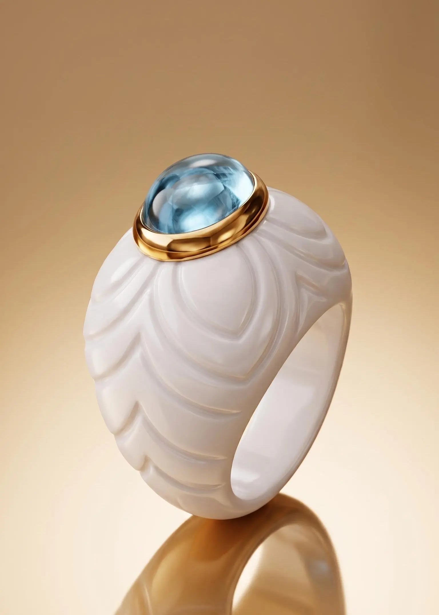 Bvlgari, 18K Gold Topaz Ceramic Ring