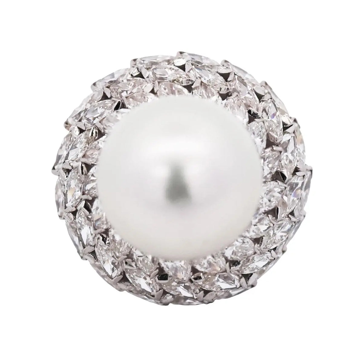 Van Cleef & Arpels, Platinum Pearl Diamond Ring