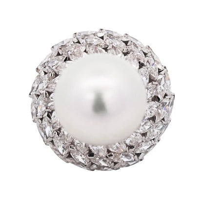 Van Cleef & Arpels, Platinum Pearl Diamond Ring
