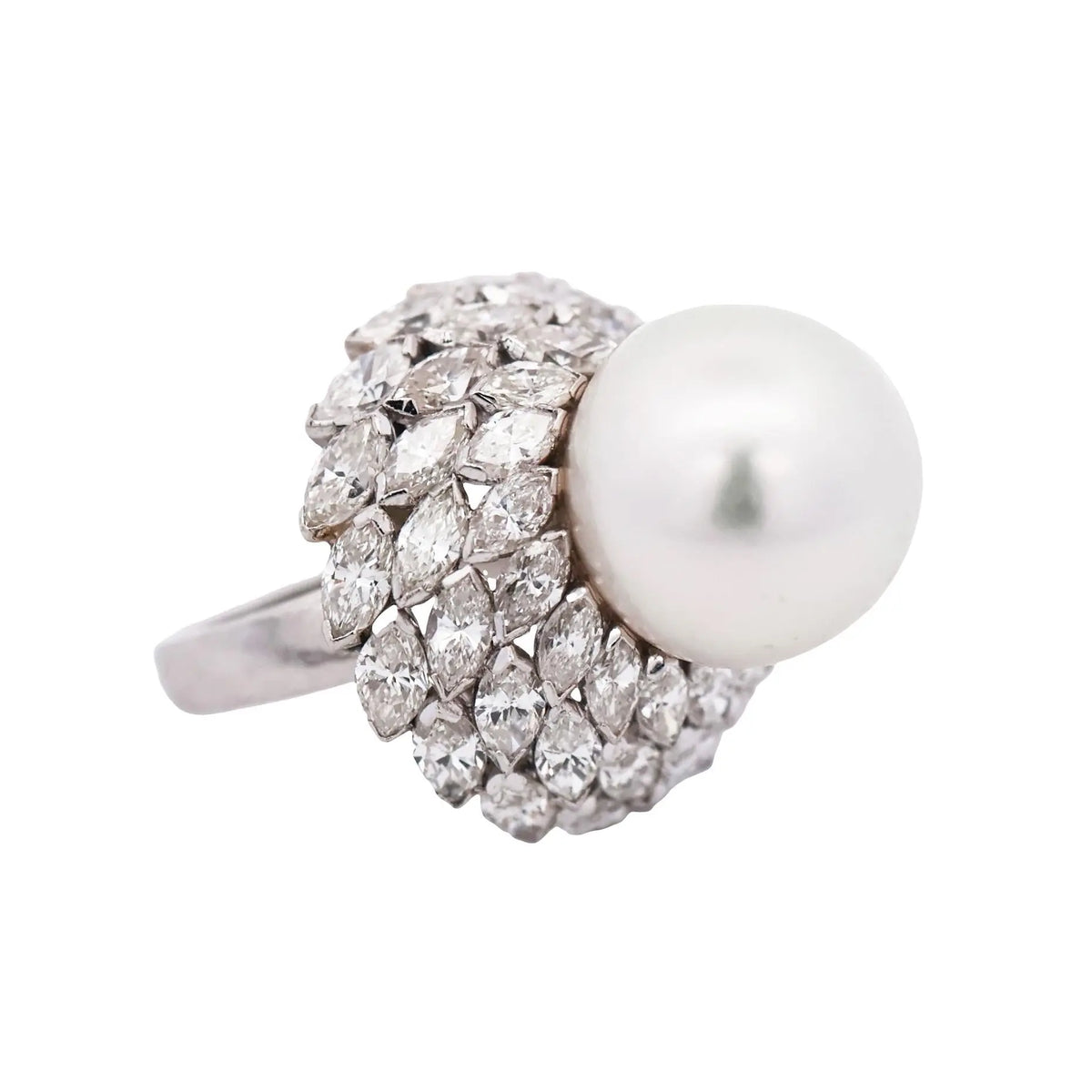 Van Cleef & Arpels, Platinum Pearl Diamond Ring