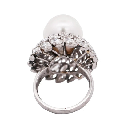 Van Cleef & Arpels, Platinum Pearl Diamond Ring