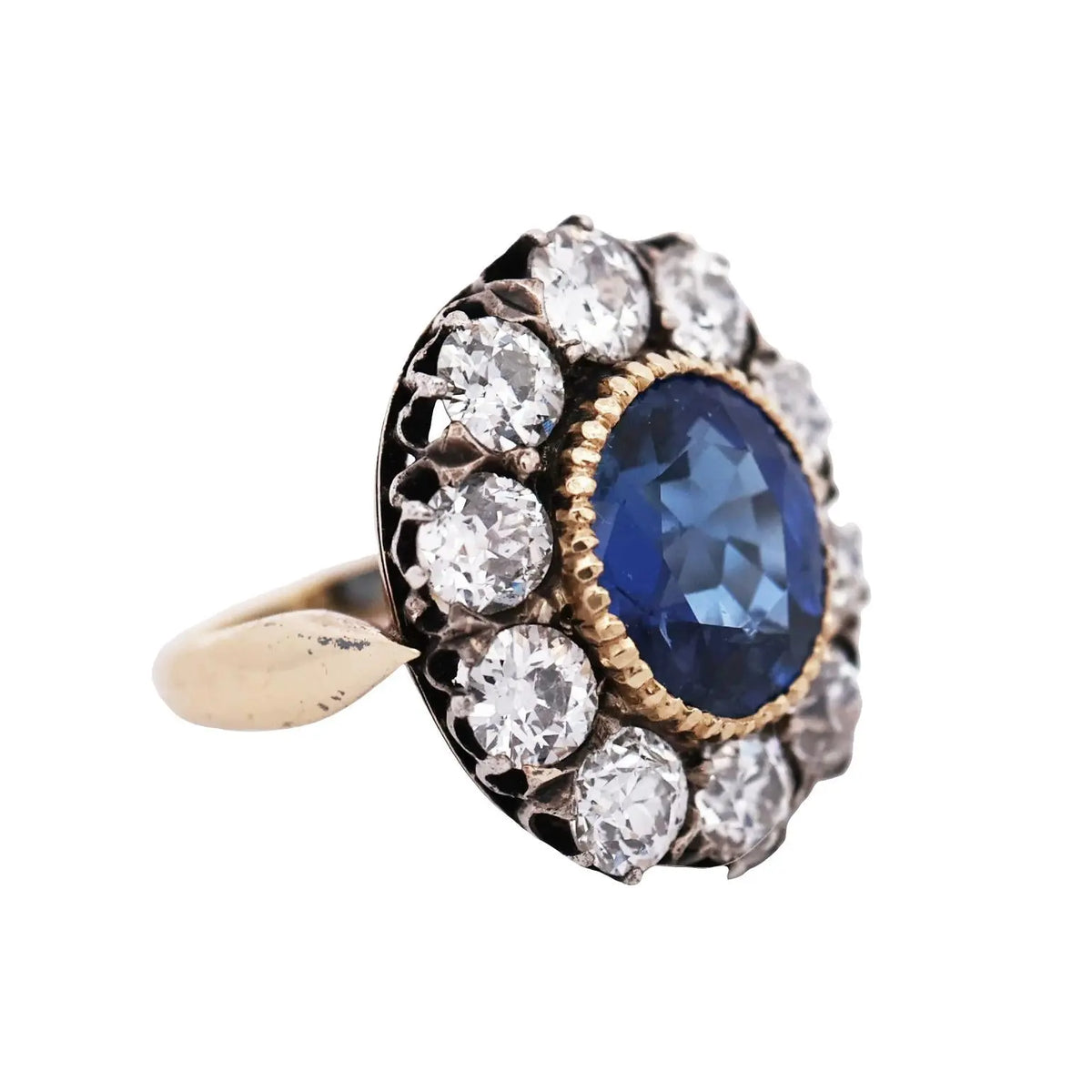 18K Gold 5.26ct Ceylon unheated Sapphire Diamond Ring, GRS