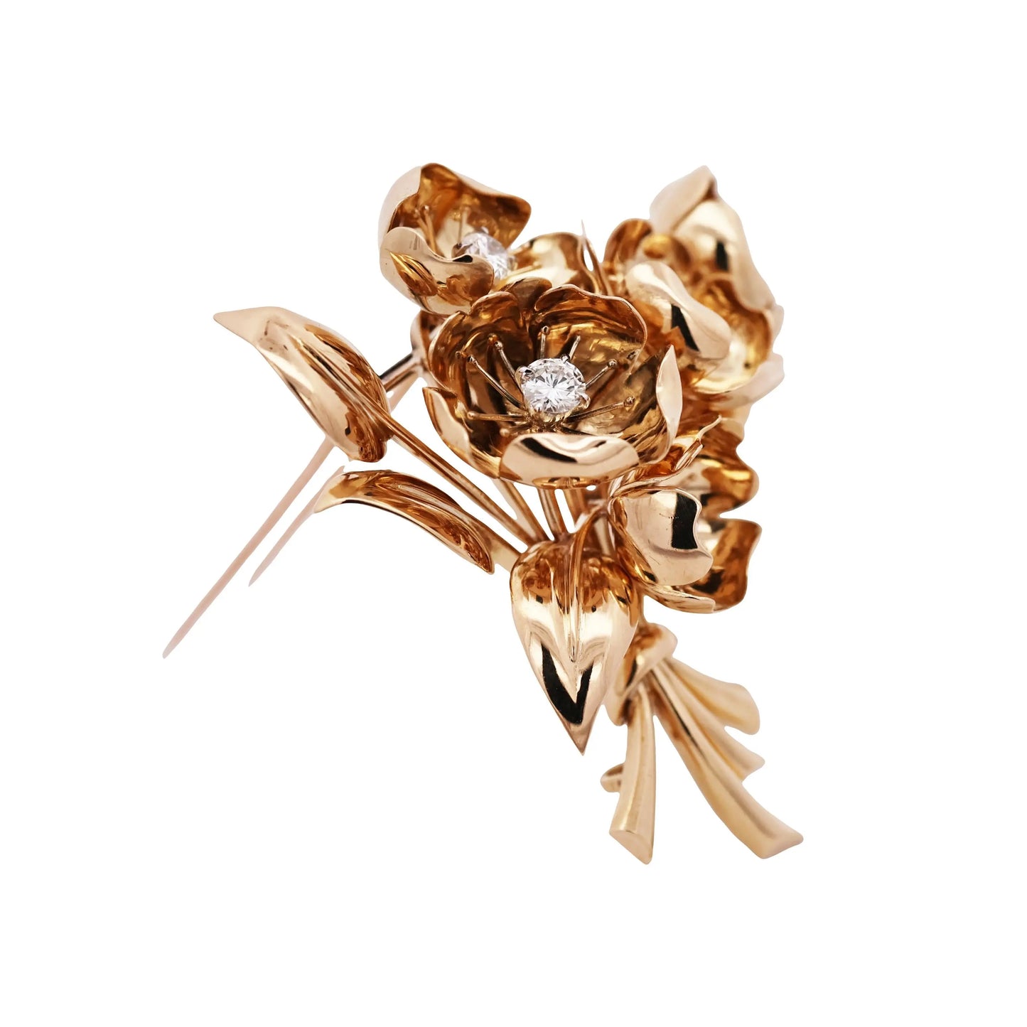 Van Cleef & Arpels, 18K Gold Diamond Buttercup Flower Brooch