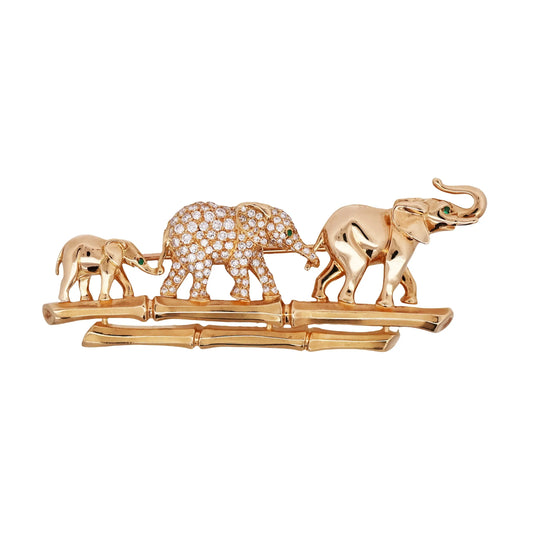 Cartier, 18K Gold Diamond Elephant Brooch Cartier