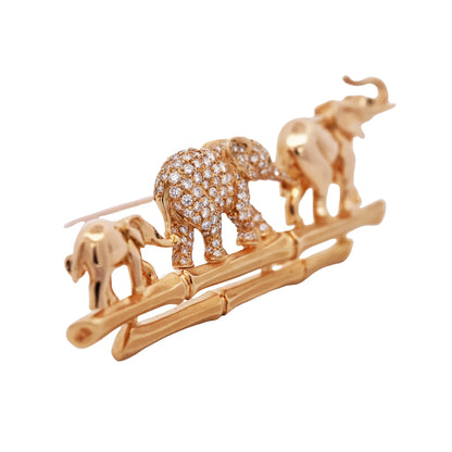 Cartier, 18K Gold Diamond Elephant Brooch Cartier