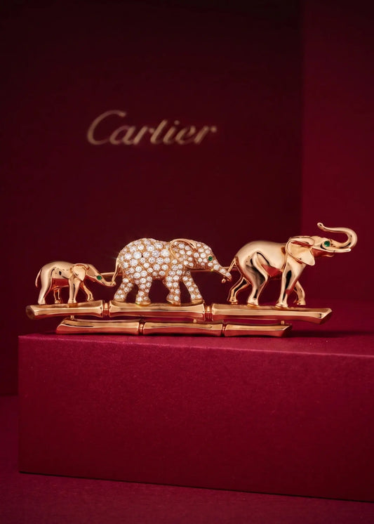 Cartier, 18K Gold Diamond Elephant Brooch Cartier