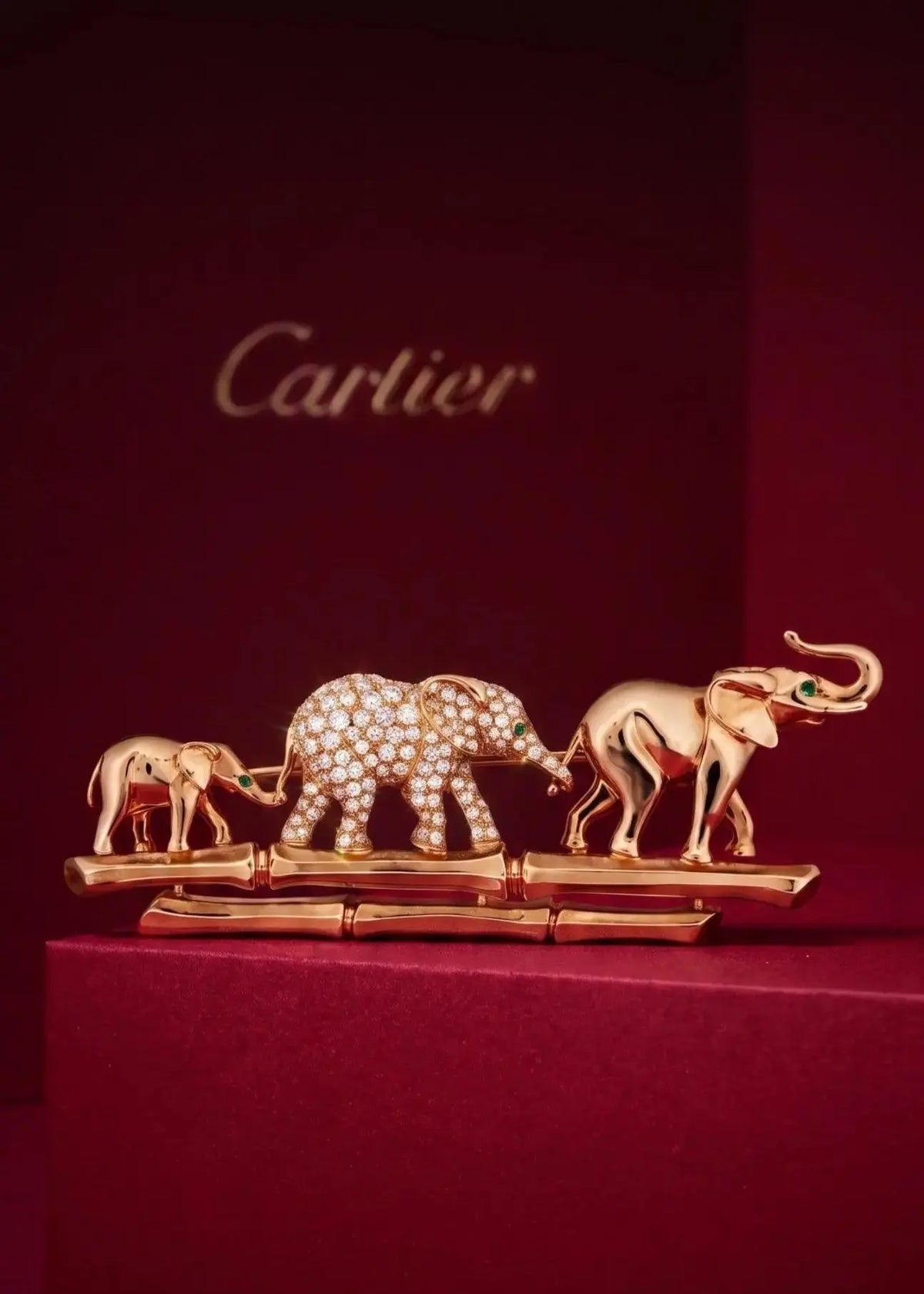 Cartier, 18K Gold Diamond Elephant Brooch