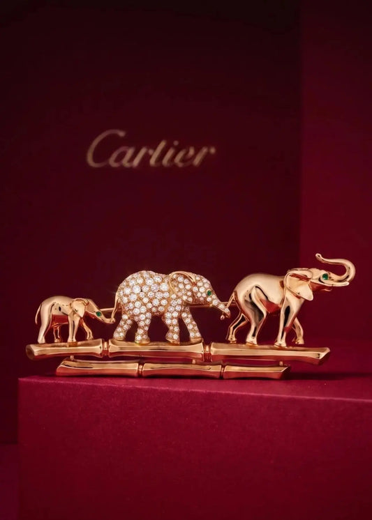 Cartier, 18K Gold Diamond Elephant Brooch