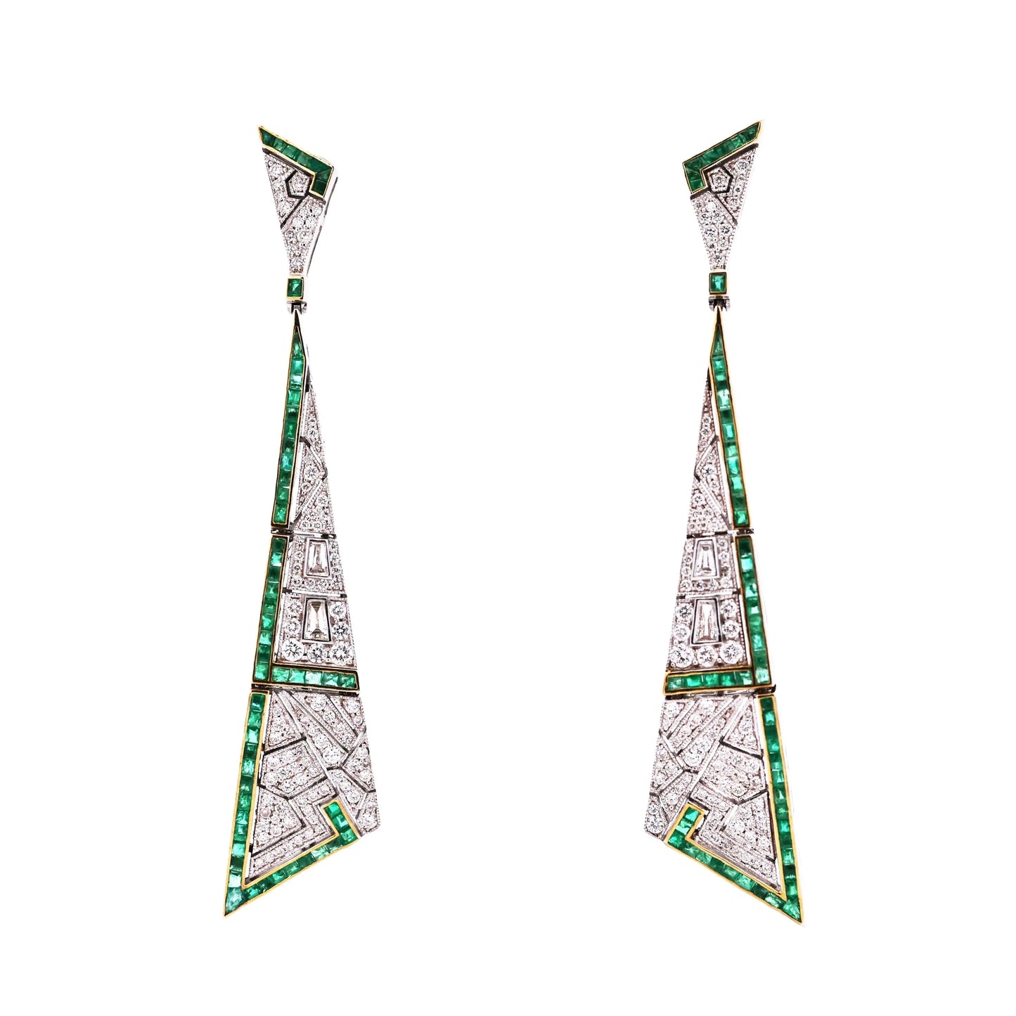 18K Gold Emerald Diamond Earrings