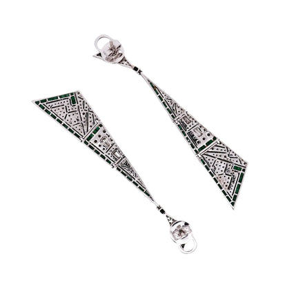 18K Gold Emerald Diamond Earrings Lueur Jewelry