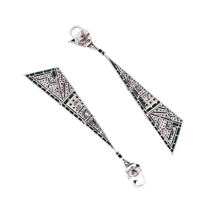 18K Gold Emerald Diamond Earrings