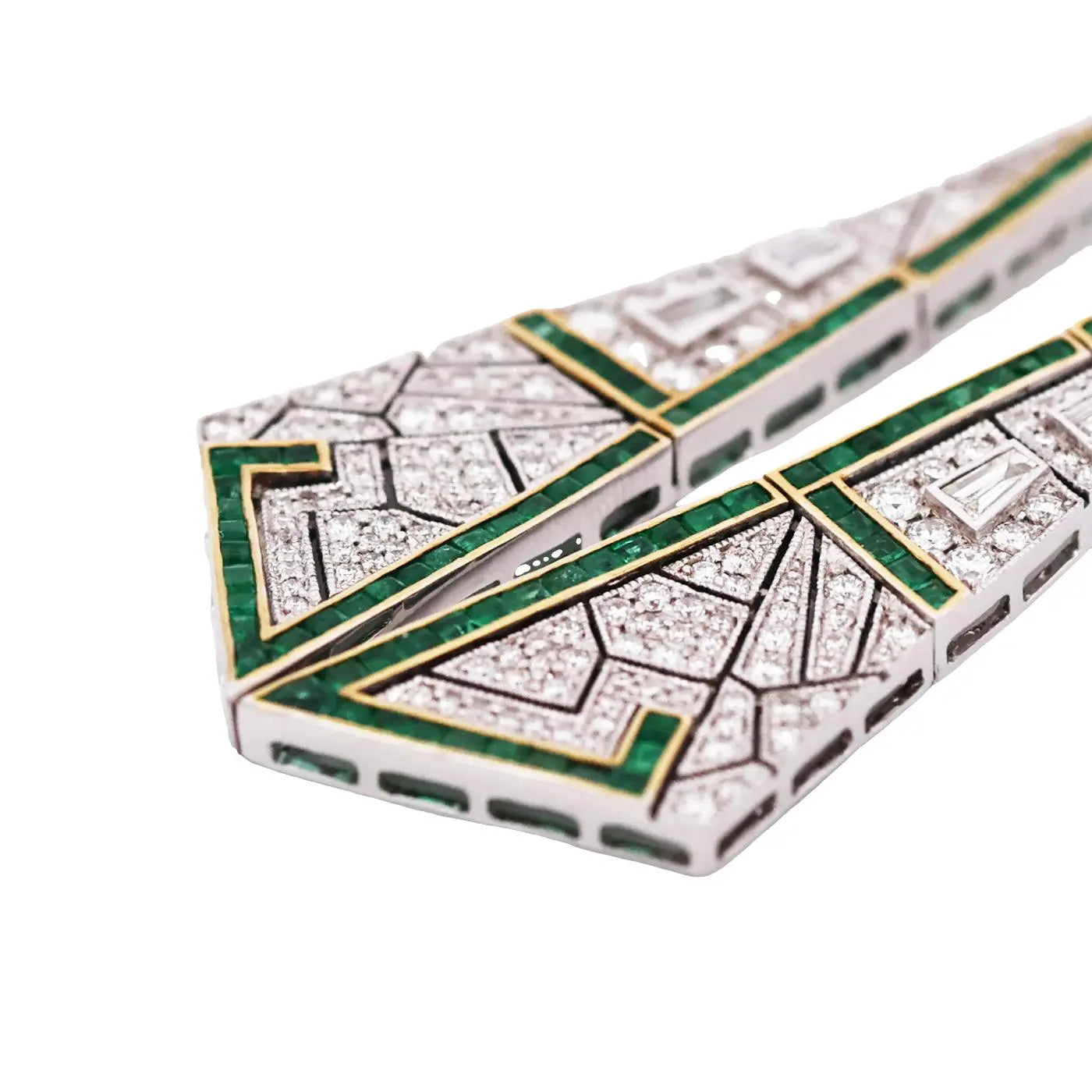 18K Gold Emerald Diamond Earrings