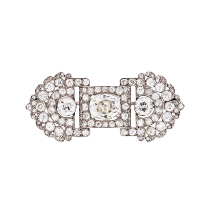Art Deco, Platinum Diamond Brooch Lueur Jewelry