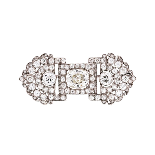 Art Deco, Platinum Diamond Brooch Lueur Jewelry