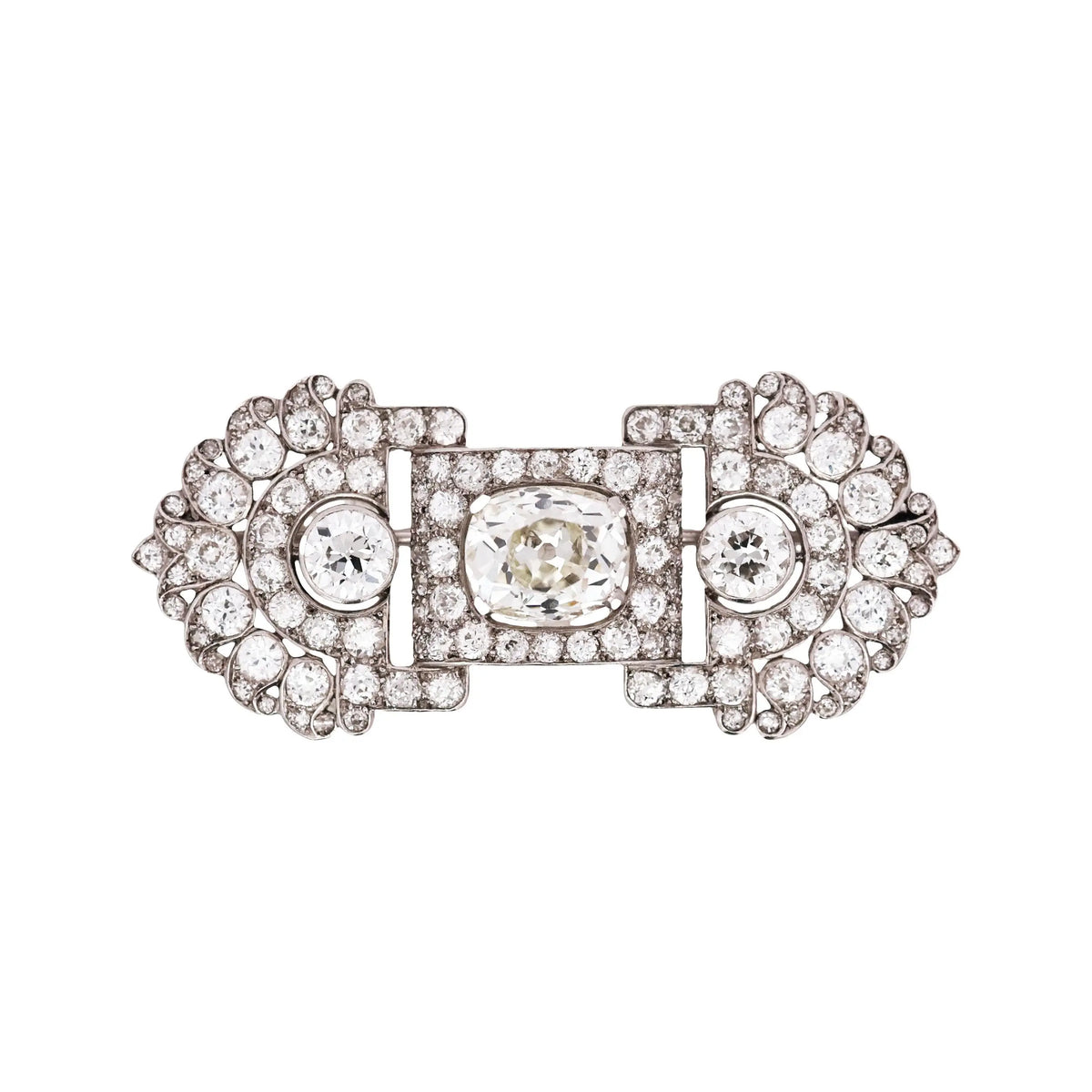 Art Deco, Platinum Diamond Brooch, IAJA, GIA