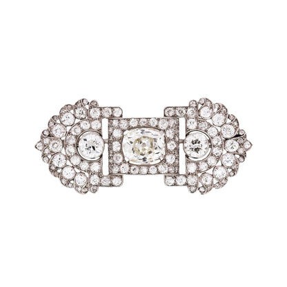Art Deco, Platinum Diamond Brooch, IAJA, GIA