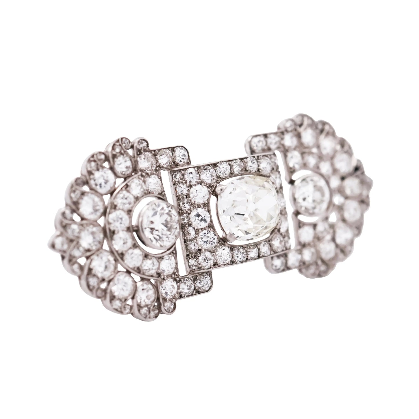 Art Deco, Platinum Diamond Brooch Lueur Jewelry