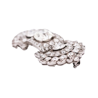 Art Deco, Platinum Diamond Brooch Lueur Jewelry