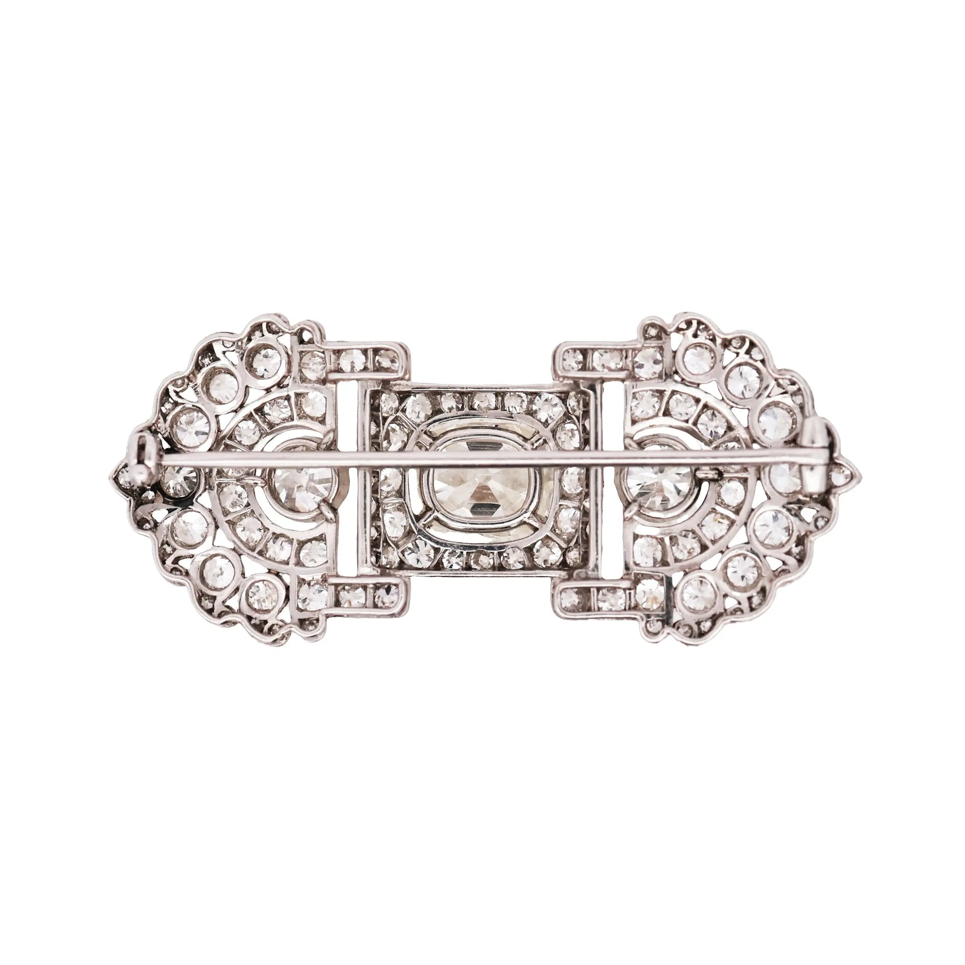 Art Deco, Platinum Diamond Brooch Lueur Jewelry