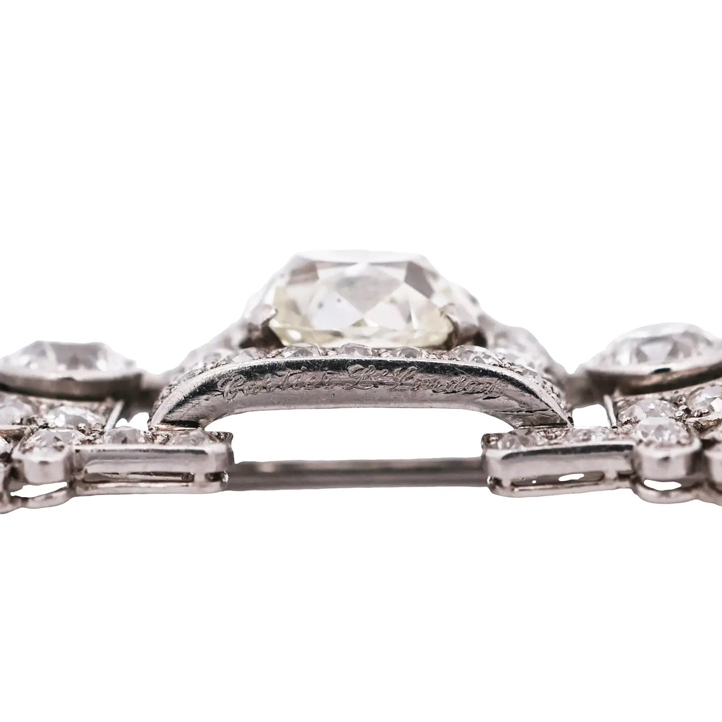 Art Deco, Platinum Diamond Brooch Lueur Jewelry