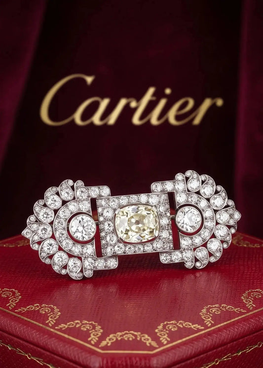 Art Deco, Platinum Diamond Brooch, IAJA, GIA