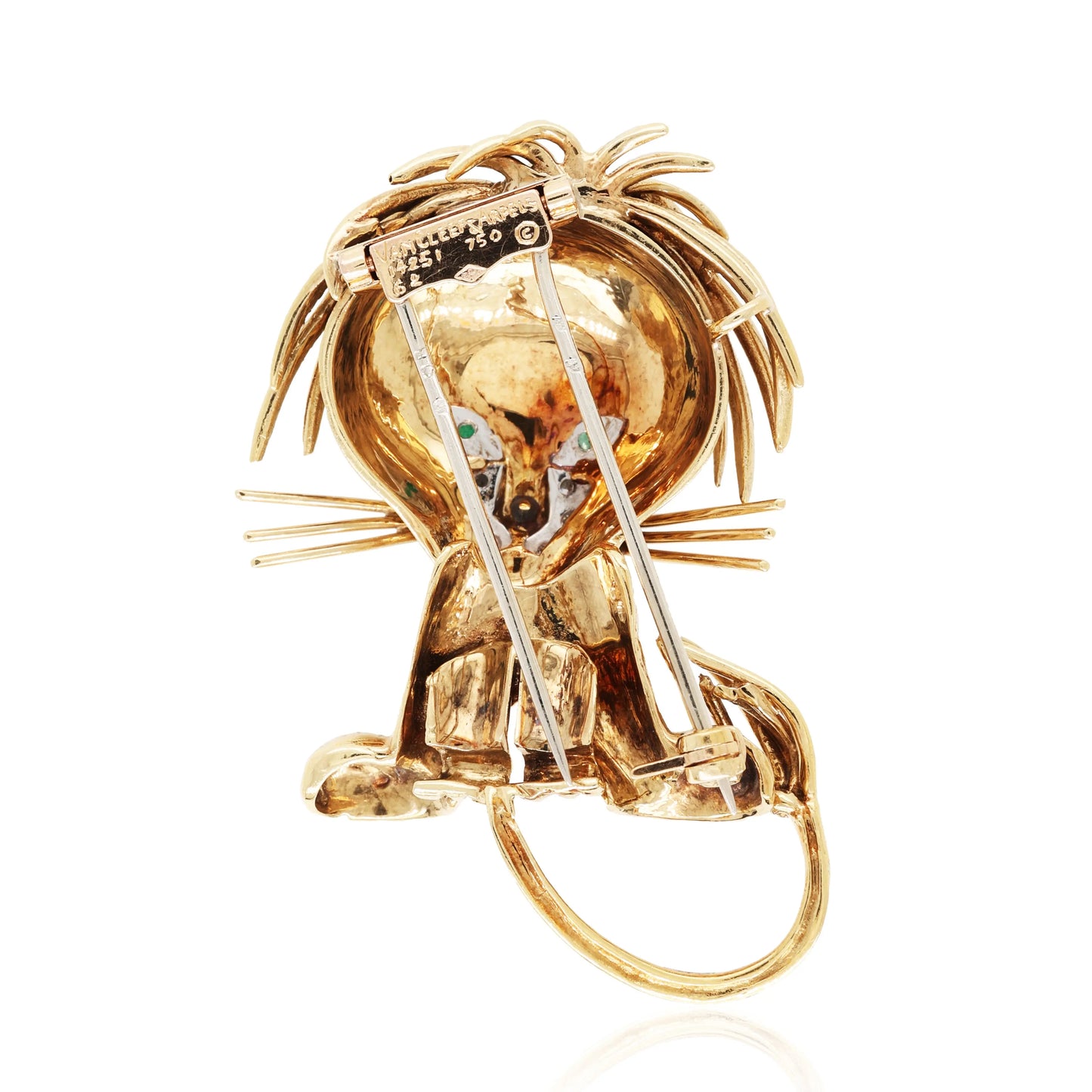 Van Cleef & Arpels, 18K Gold Diamond Enamel Lion Brooch VCA
