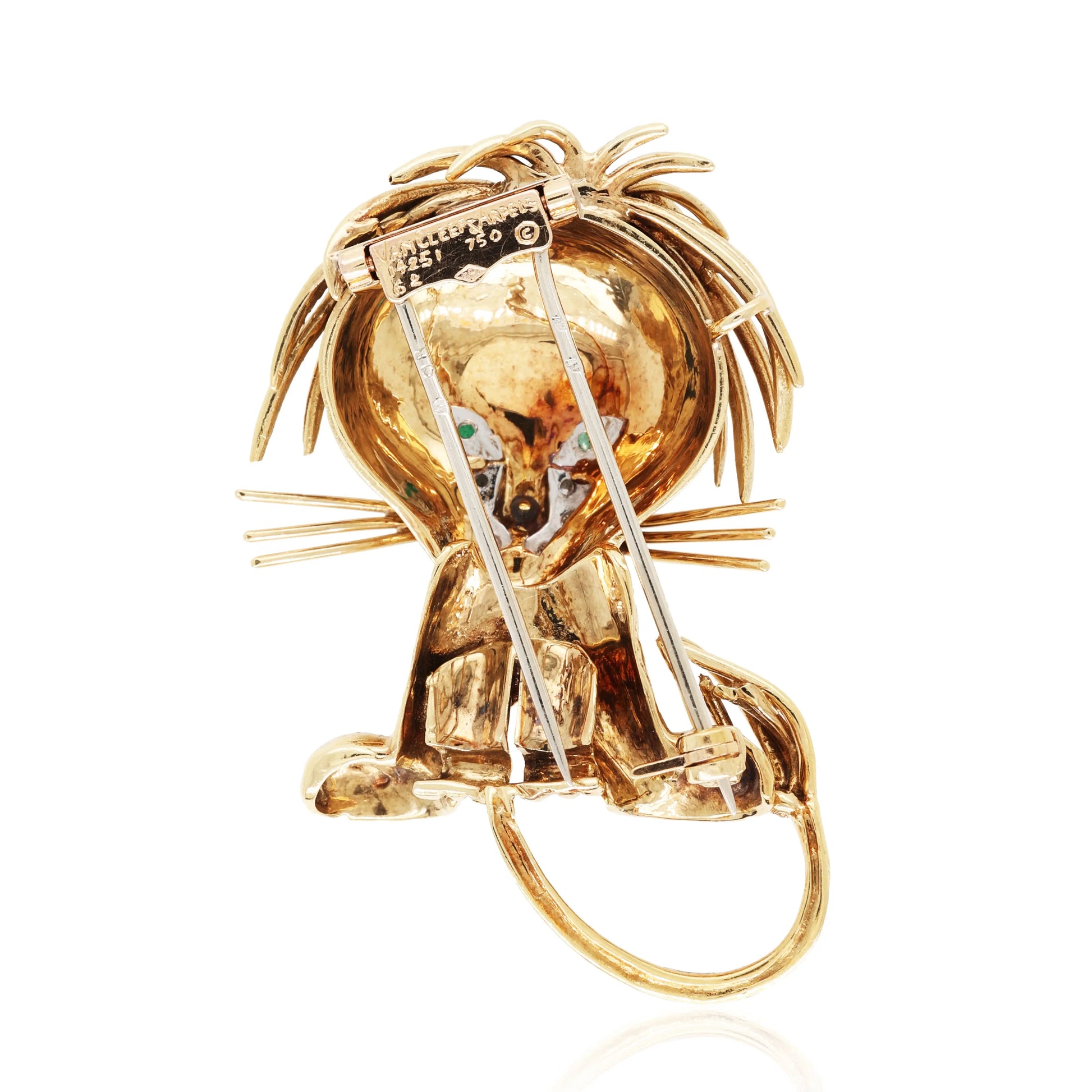 Van Cleef & Arpels, 18K Gold Diamond Enamel Lion Brooch VCA
