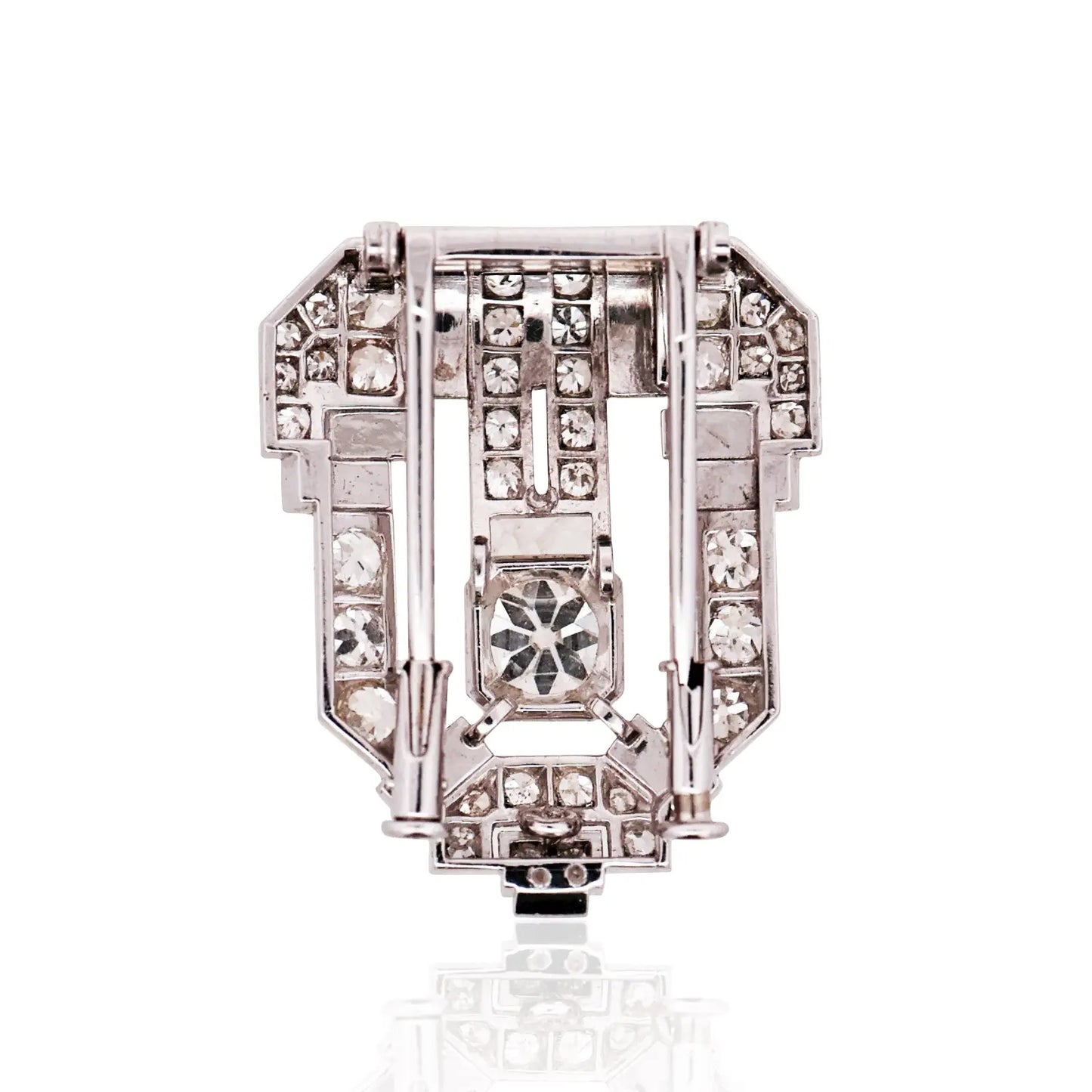 Art Deco, Platinum Diamond Brooch Lueur Jewelry