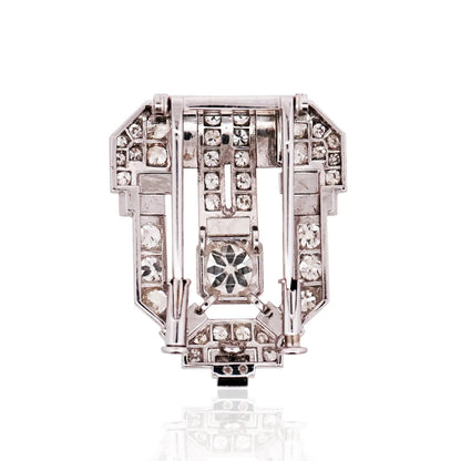 Art Deco, Platinum Diamond Brooch Lueur Jewelry