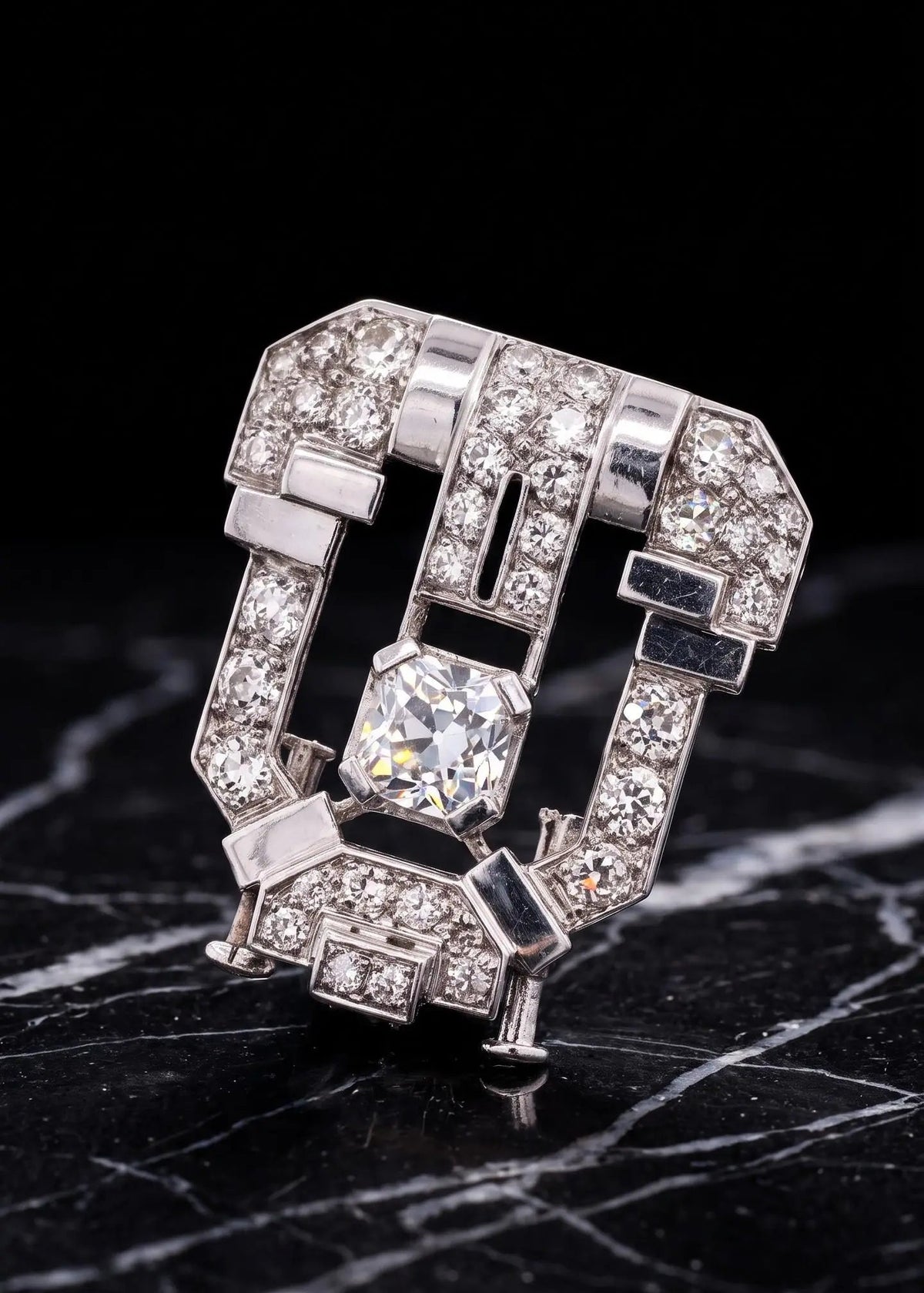 Art Deco, Platinum Diamond Brooch