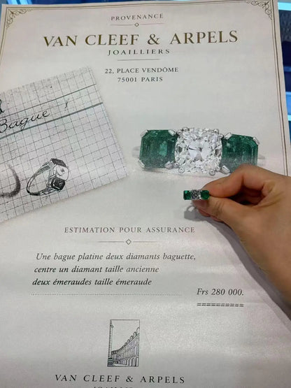 Van Cleef & Arpels, 3.26ct Diamond Emerald Ring, GIA, Certificate