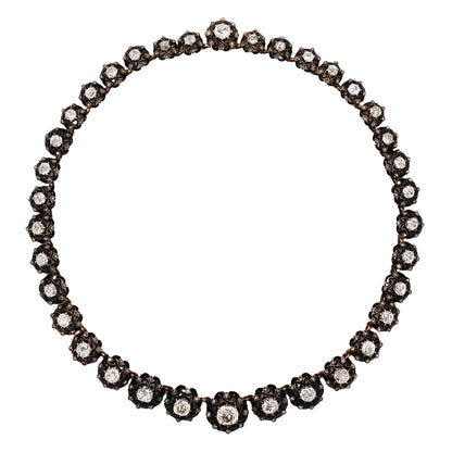 Silver-top-Gold Enamel Diamond Necklace Lueur Jewelry