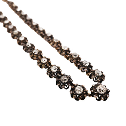 Silver-top-Gold Enamel Diamond Necklace Lueur Jewelry