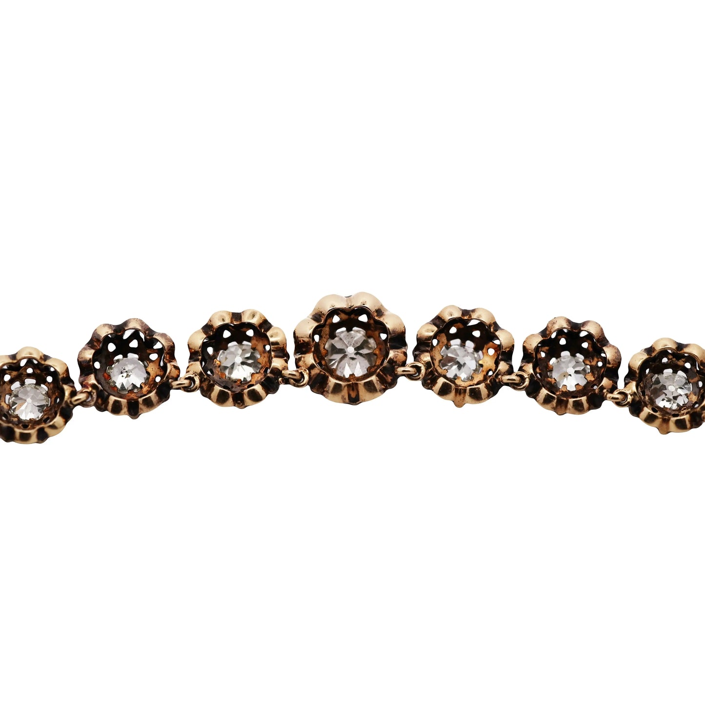 Silver-top-Gold Enamel Diamond Necklace Lueur Jewelry