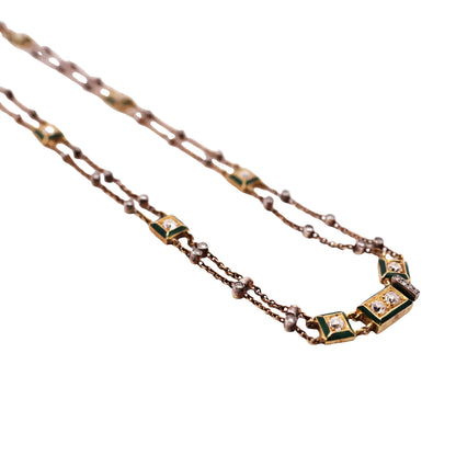 Gold Sapphire Pearl Diamond Pendant Necklace Lueur Jewelry
