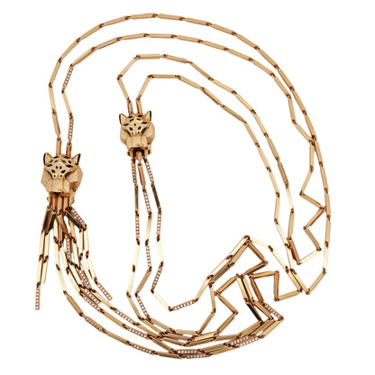 Cartier, 18K Gold Diamond Enamel Panther Necklace Cartier