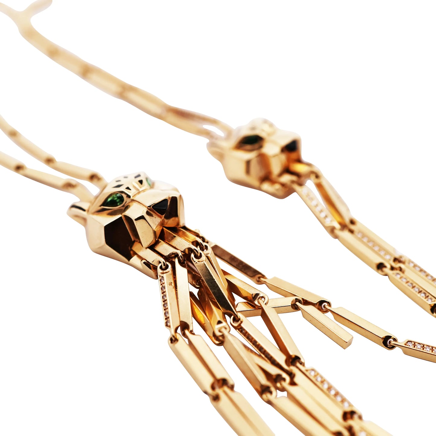 Cartier, 18K Gold Diamond Enamel Panther Necklace Cartier