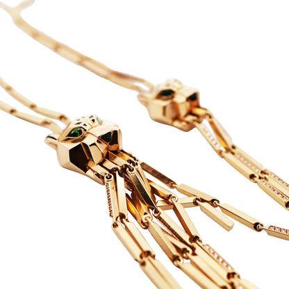 Cartier, 18K Gold Diamond Enamel Panther Necklace Cartier