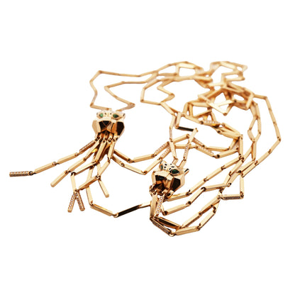 Cartier, 18K Gold Diamond Enamel Panther Necklace Cartier