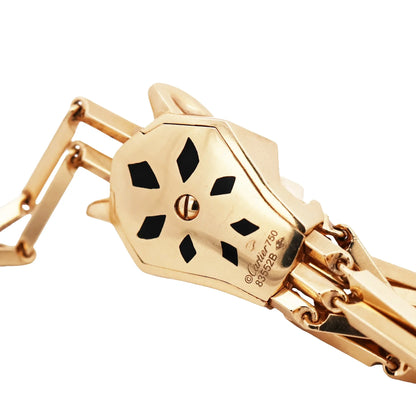 Cartier, 18K Gold Diamond Enamel Panther Necklace Cartier